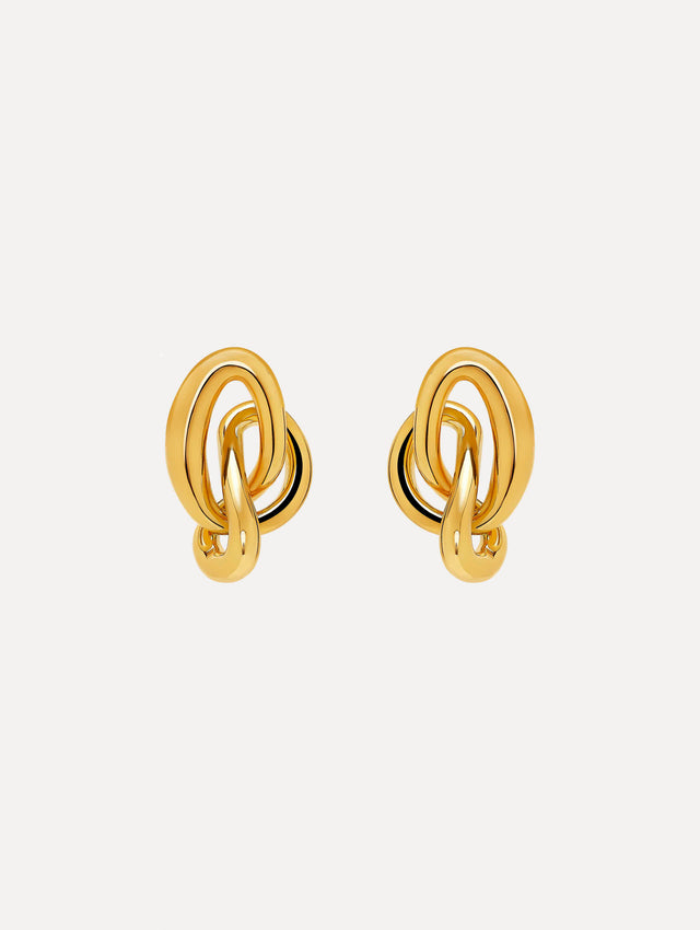 Gold O Knot Earrings. Front view