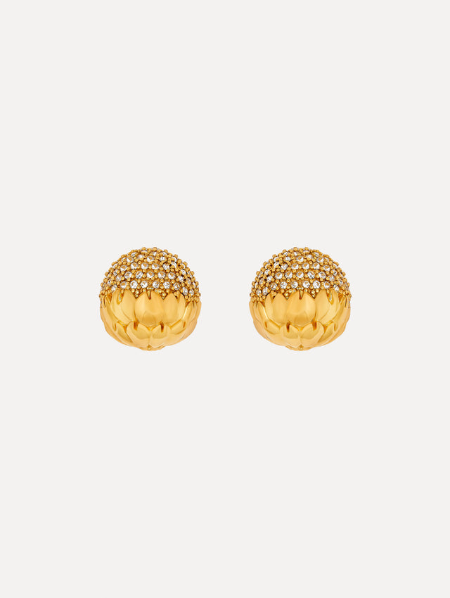 Pavé Artichoke Gold Earrings. Front view