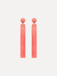 The Silk Rope Tassel Clip-On Earrings Guava. Front View.