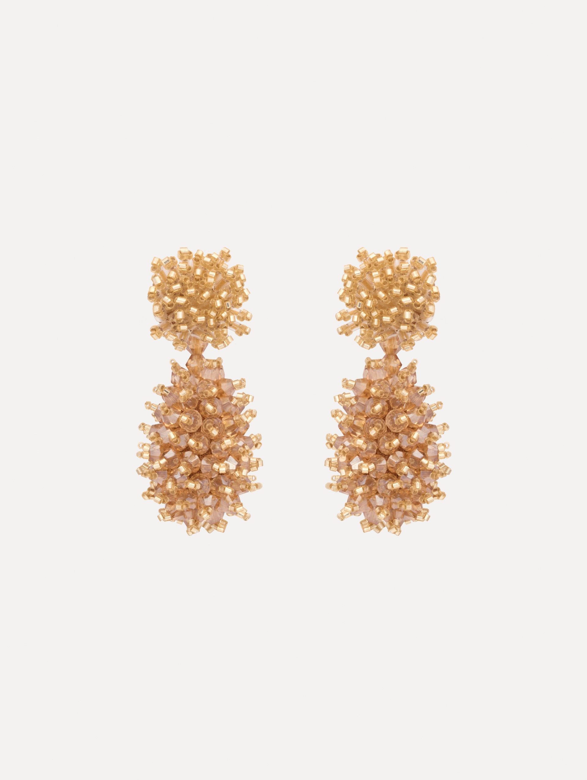 The Beaded Cluster Drop Earrings. Front View.
