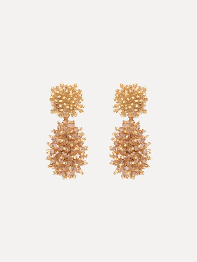 The Beaded Cluster Drop Earrings. Front View.