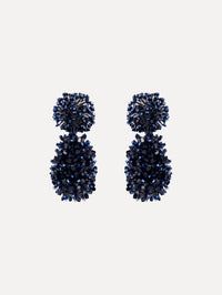 The Beaded Cluster Drop Earrings in Navy. Front View.