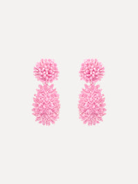 The Beaded Cluster Drop Earrings in Rose. Front View.