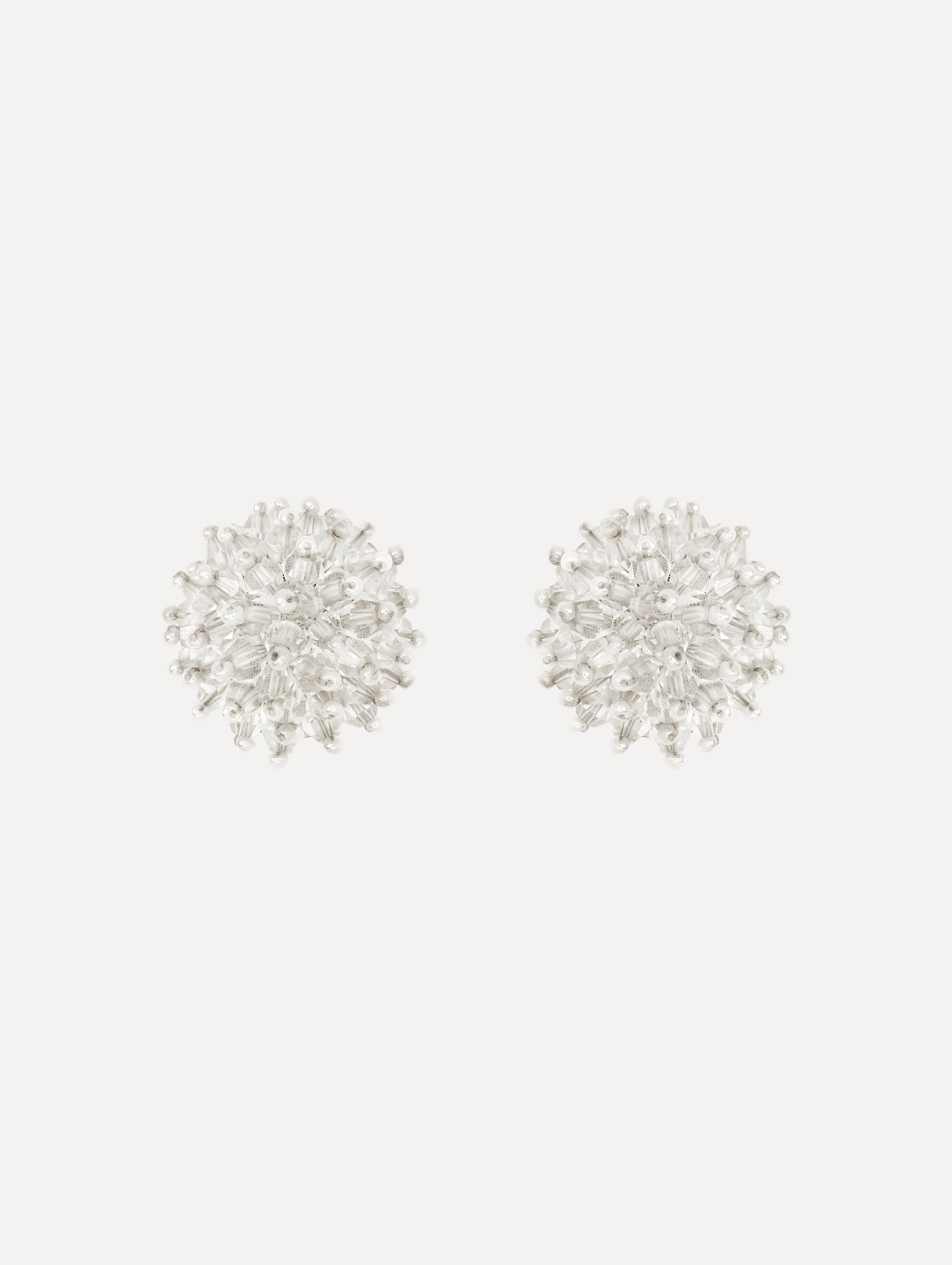 The Beaded Cluster Earrings in Crystal. Front View.