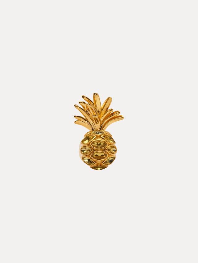 Gold and Yellow Crystal Pineapple ring. Front View.