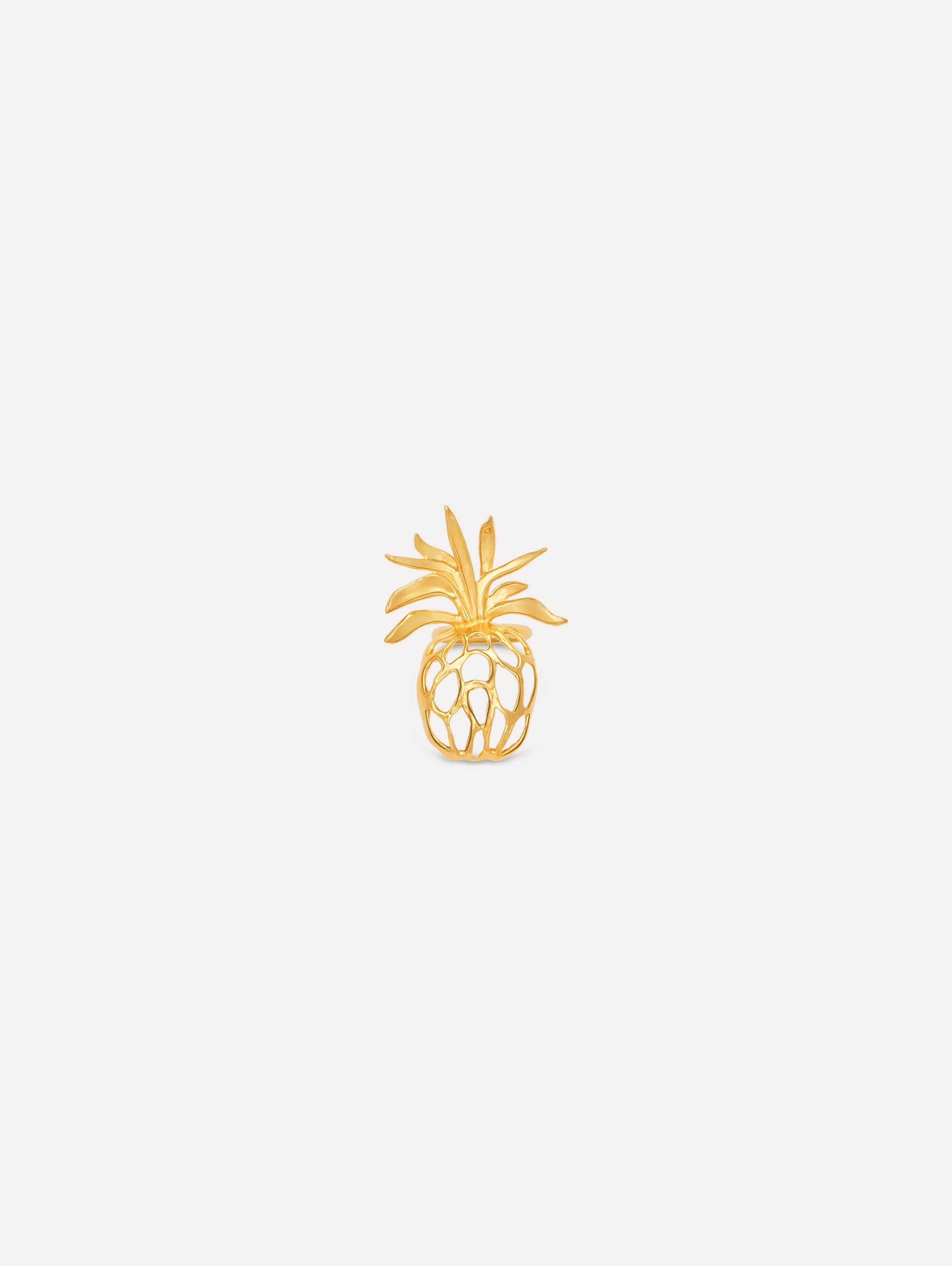 The Openwork Pineapple Ring in Gold. Font View.