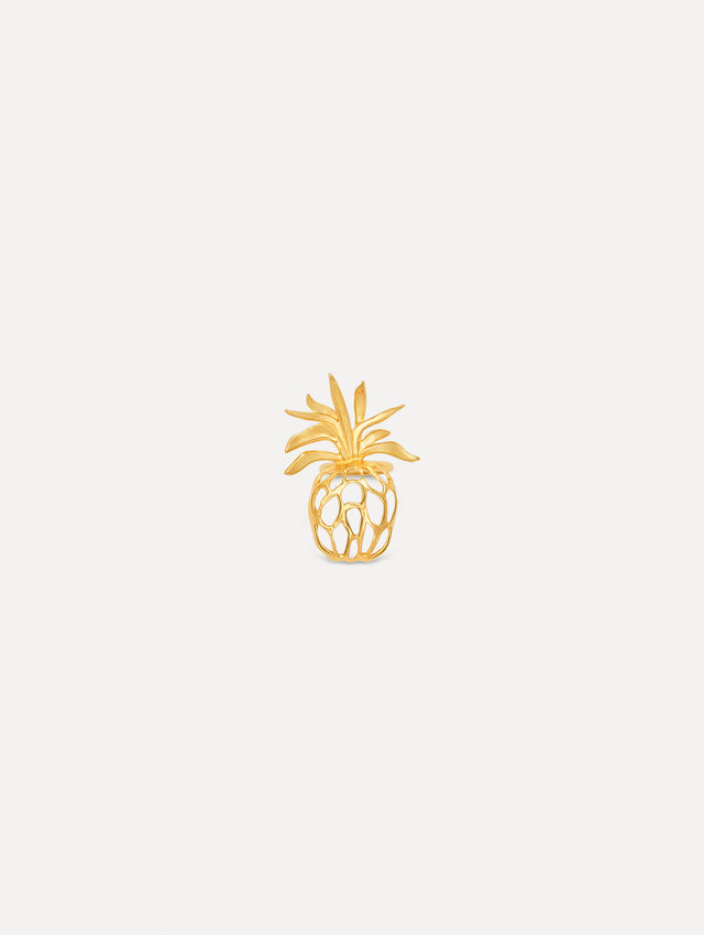 The Openwork Pineapple Ring in Gold. Font View.