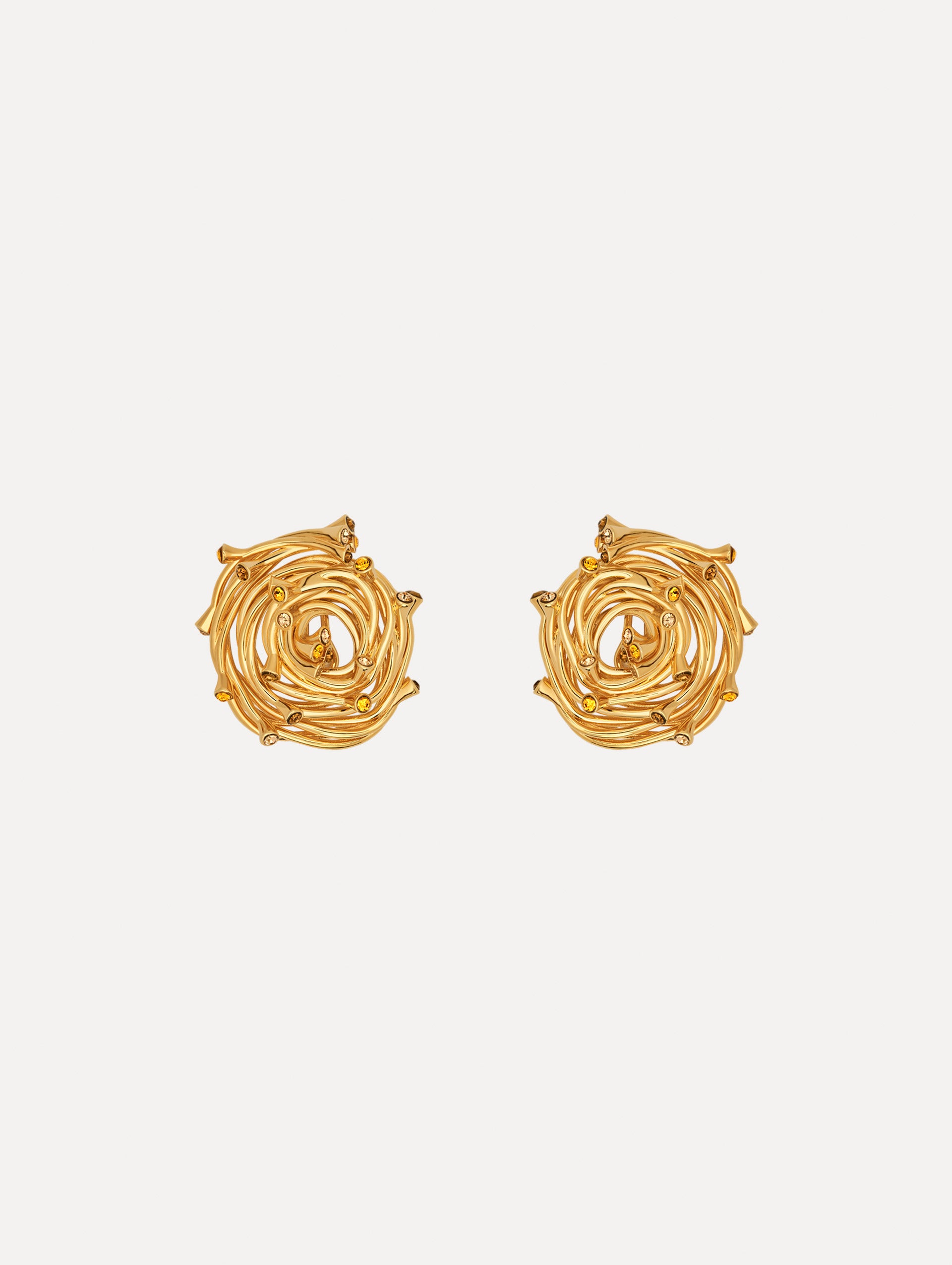 The Rhinestone Nest Earrings. Front View.
