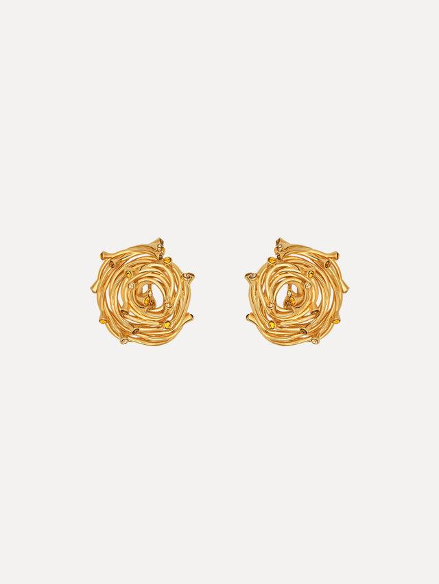 The Rhinestone Nest Earrings. Front View.