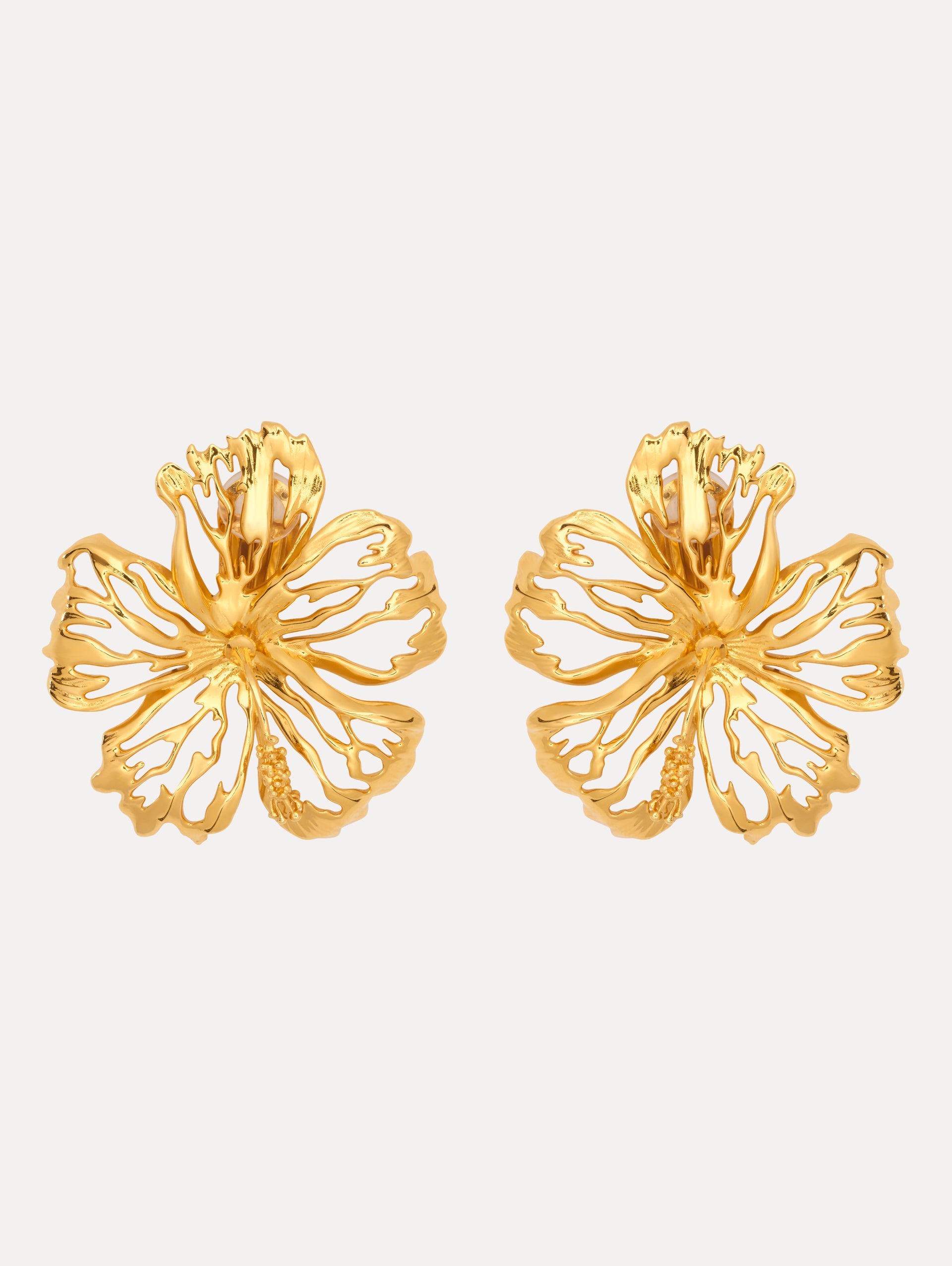 Gold Cut Out Hibiscus Earrings