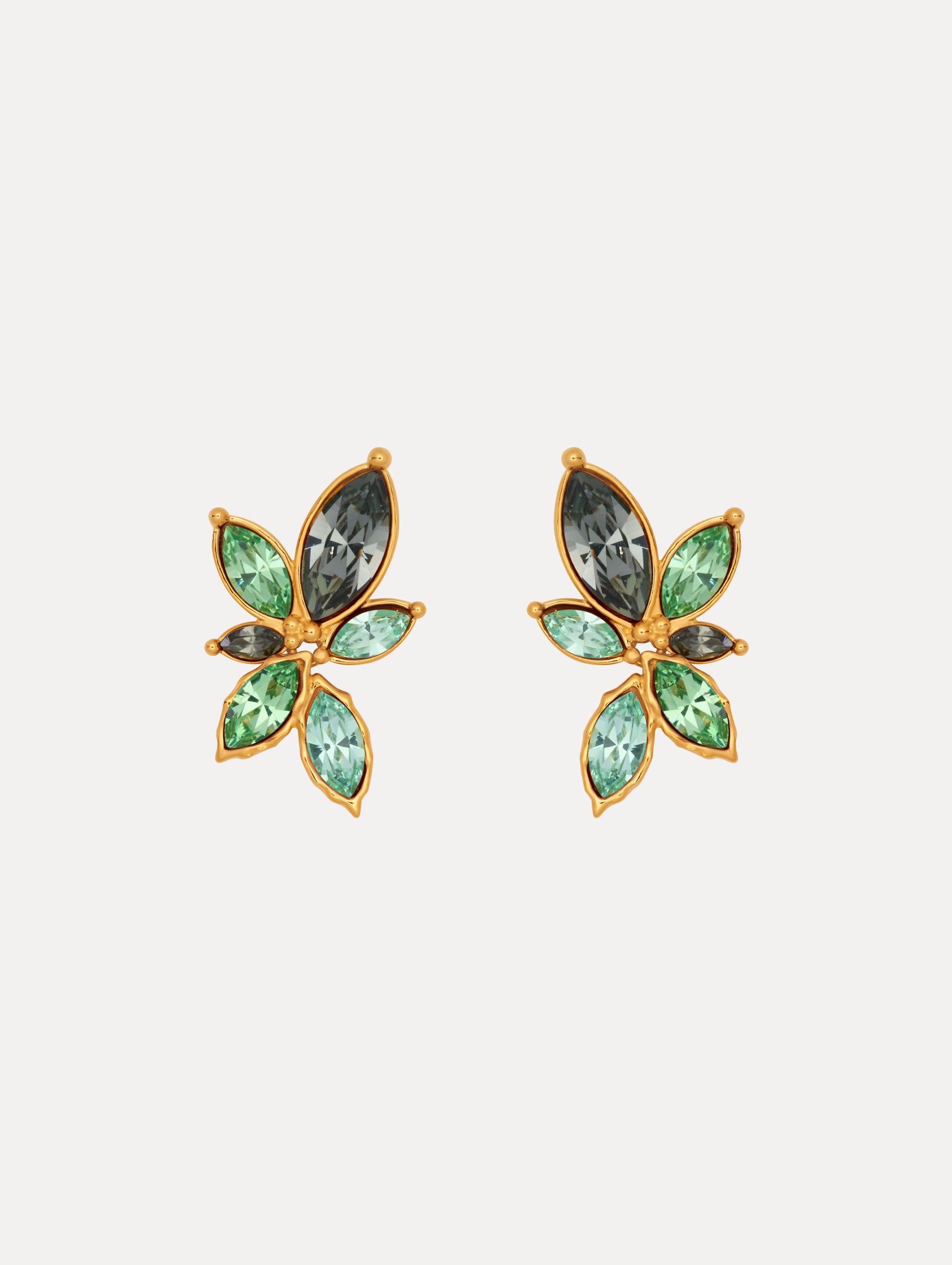 Green Floral Clip on Earrings