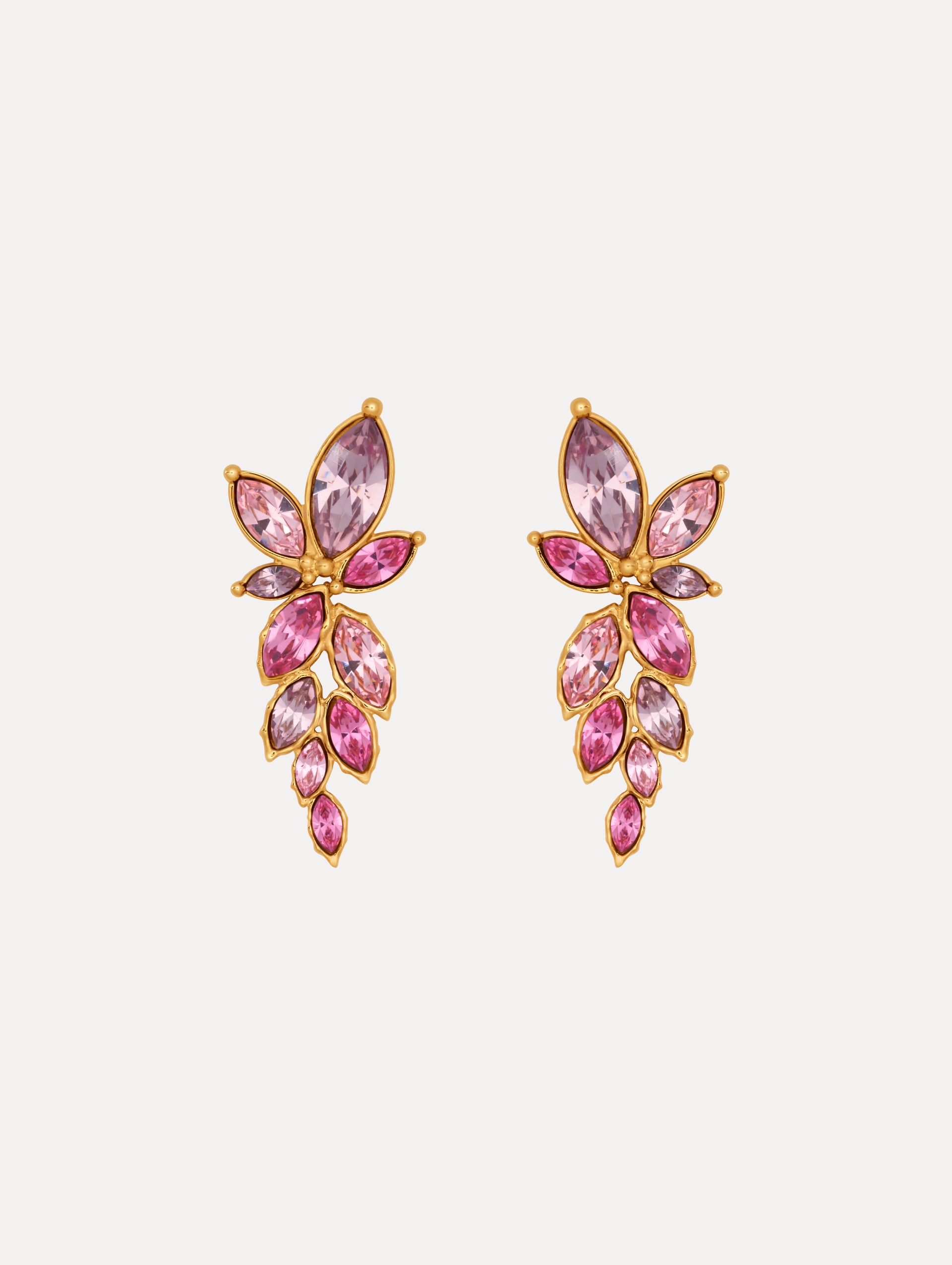 Pink and Purple Floral Drop Clip-On Earrings