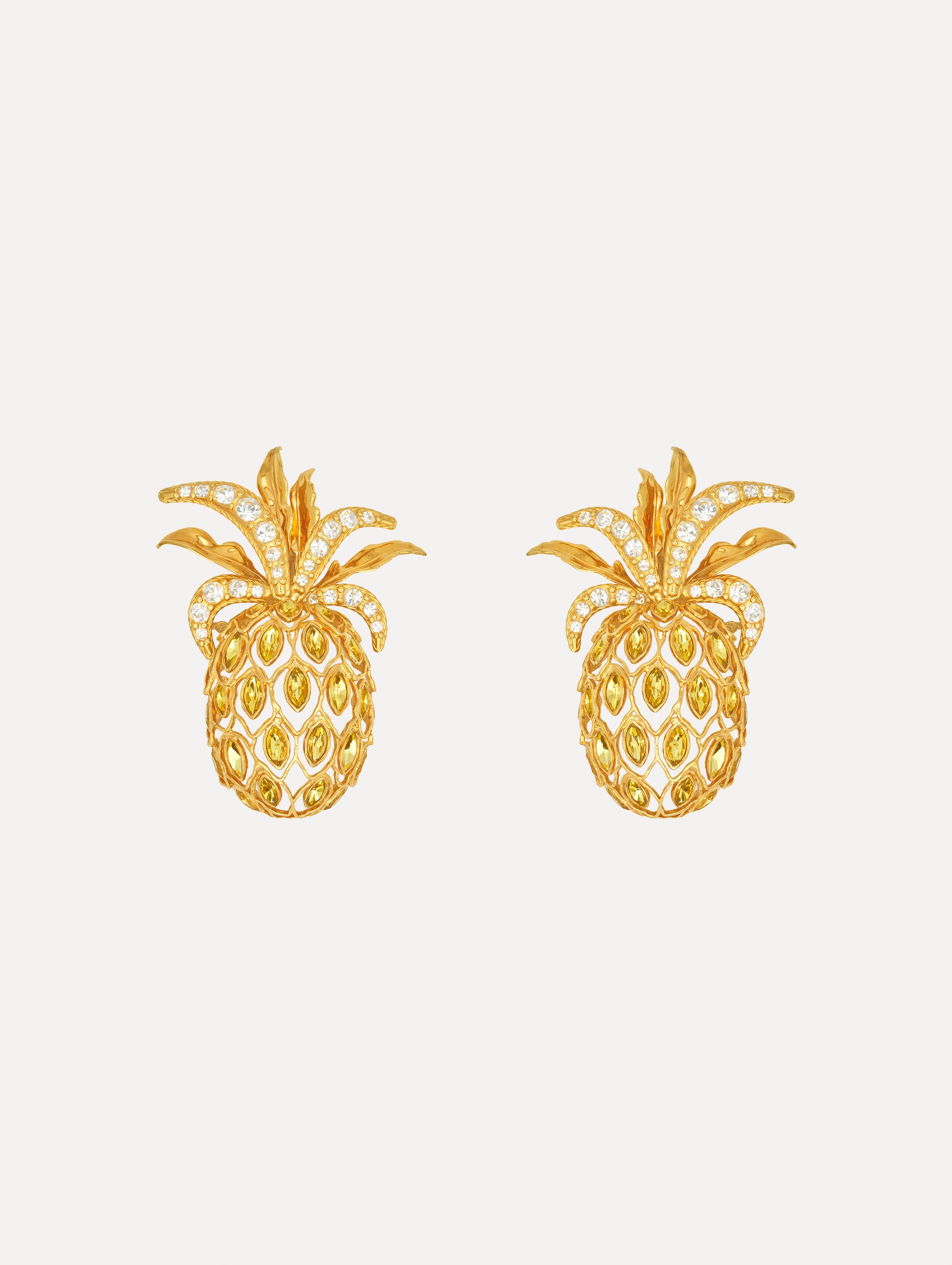 Pineapple Crystal Clip-On Ring in Citrus. Front View.