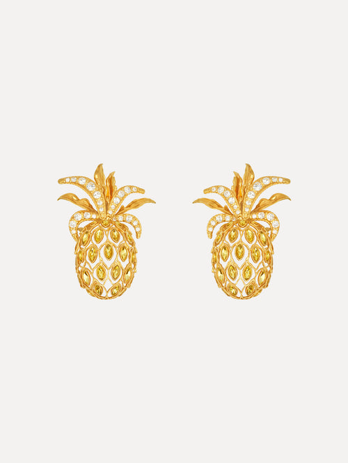 Pineapple Crystal Clip-On Ring in Citrus. Front View.