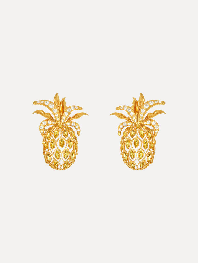 Pineapple Crystal Clip-On Ring in Citrus. Front View.