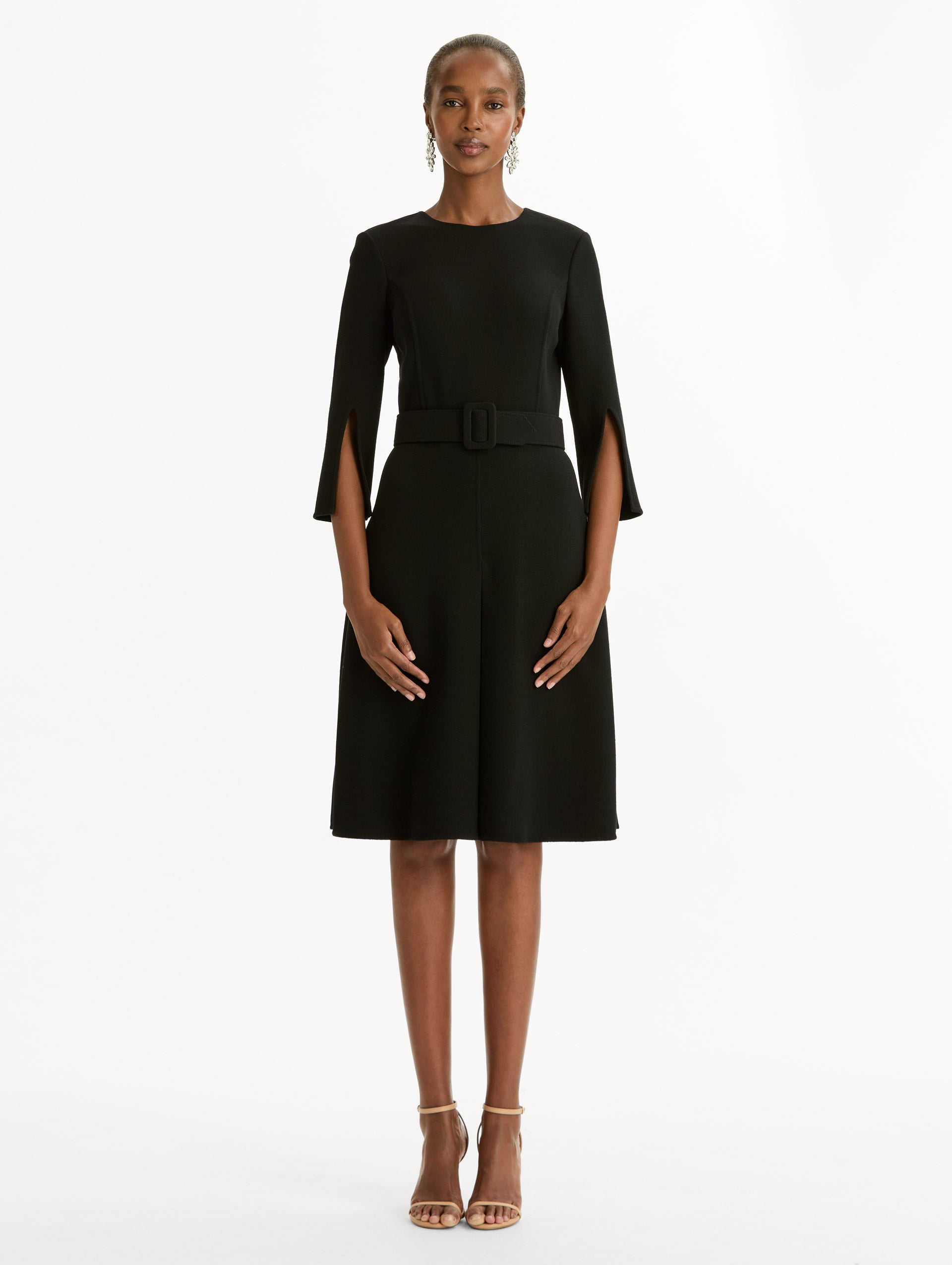 Split-Sleeve Wool-Blend Dress 14