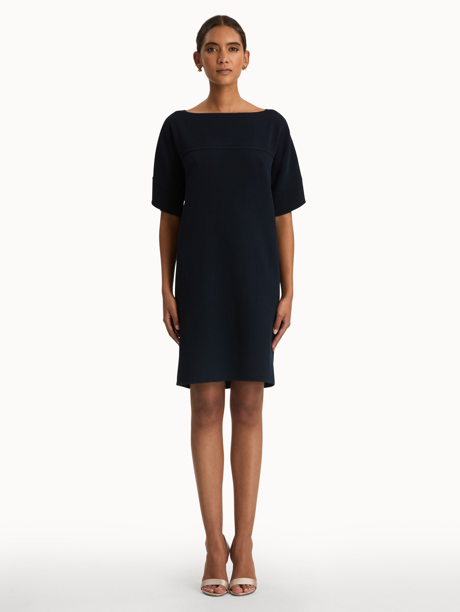 Tie-Detailed Wool-Blend Shift Dress 10