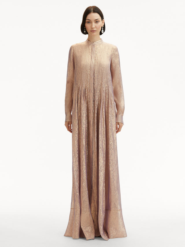 Lamé Mousseline Pleated Caftan