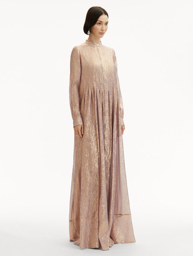 Lamé Mousseline Pleated Caftan
