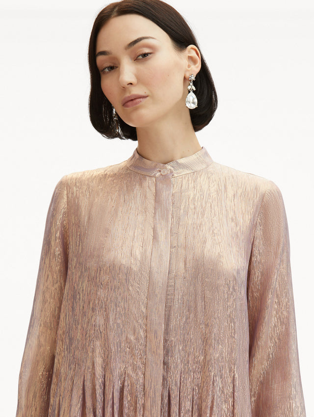 Lamé Mousseline Pleated Caftan