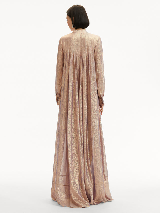 Lamé Mousseline Pleated Caftan