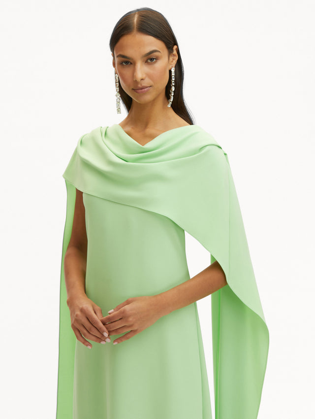 Drape Back Georgette Caftan in Pistachio Zoom View