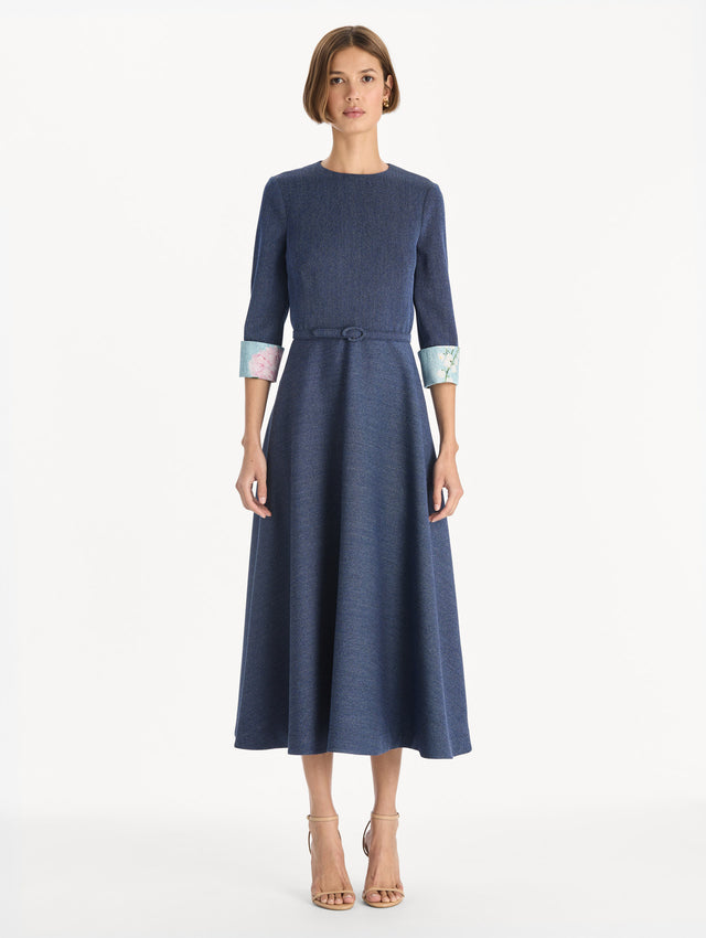 Peony Cuff Wool Dress