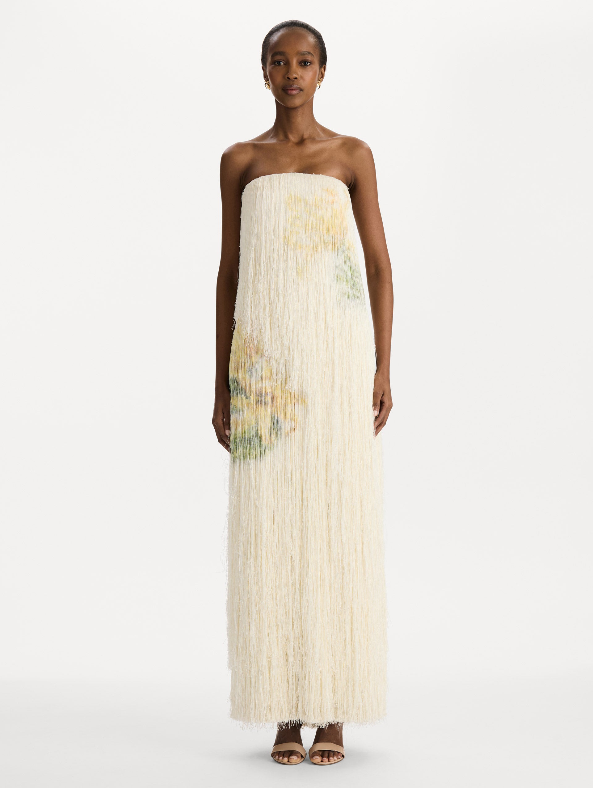 Chiné Dominican Mixed-Floral Beaded Fringe Dress 6