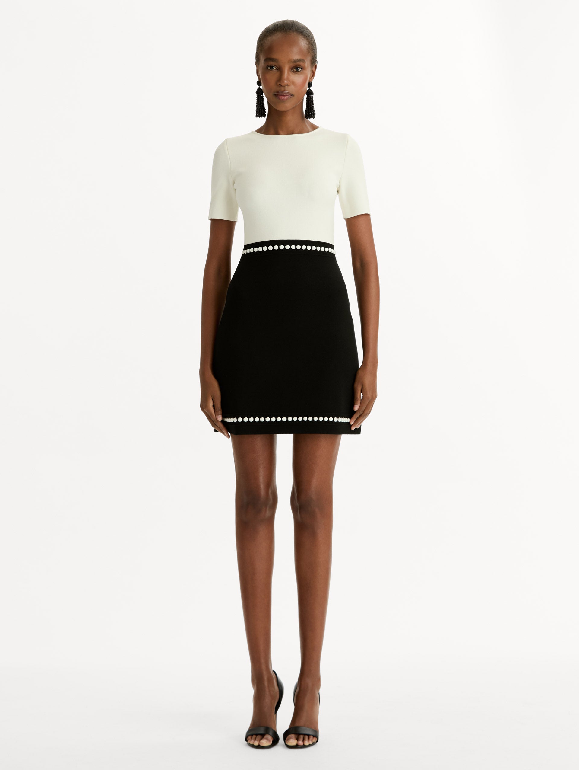 black and white bubble dress Oscar de La Renta Bubble Trim Dress