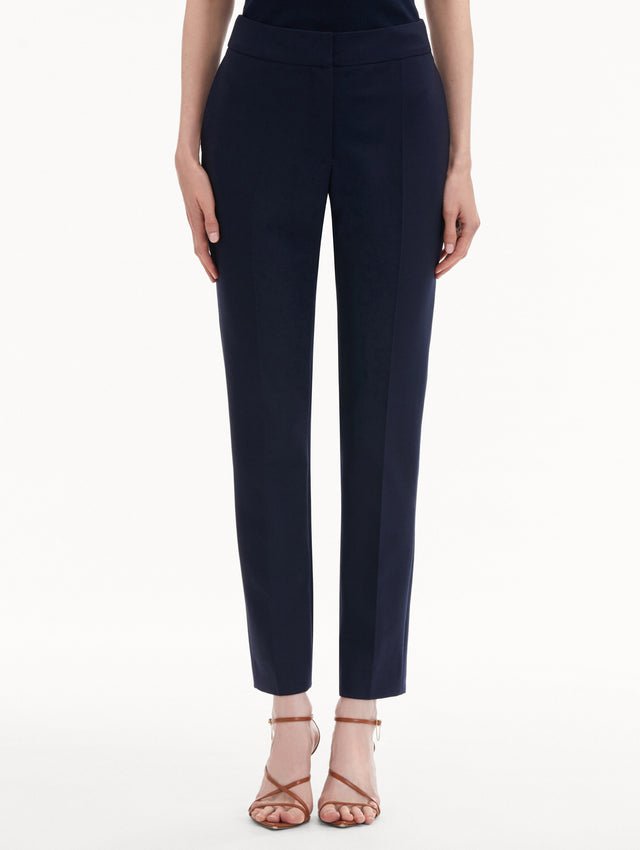 Navy Zip-Front Skinny Pant Front View