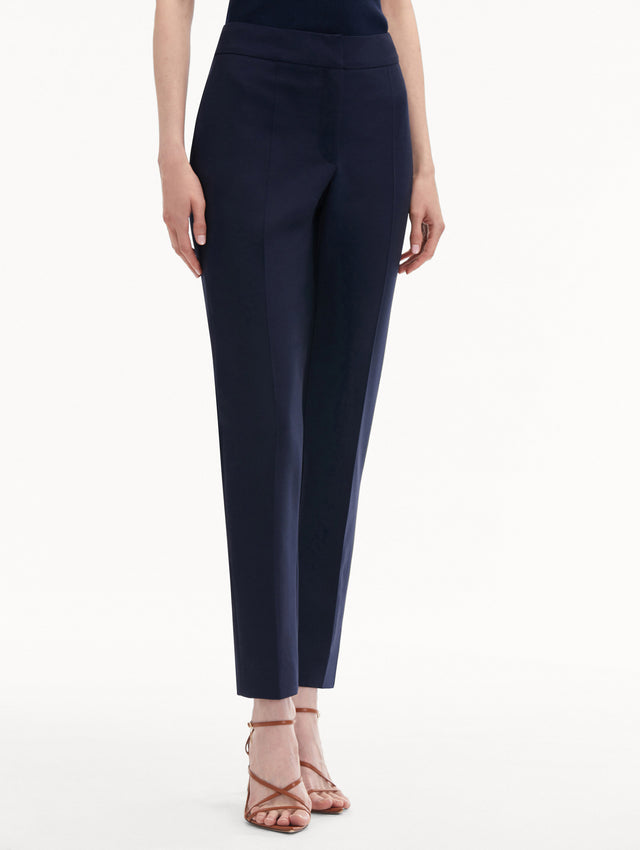 Navy Zip-Front Skinny Pant Side View