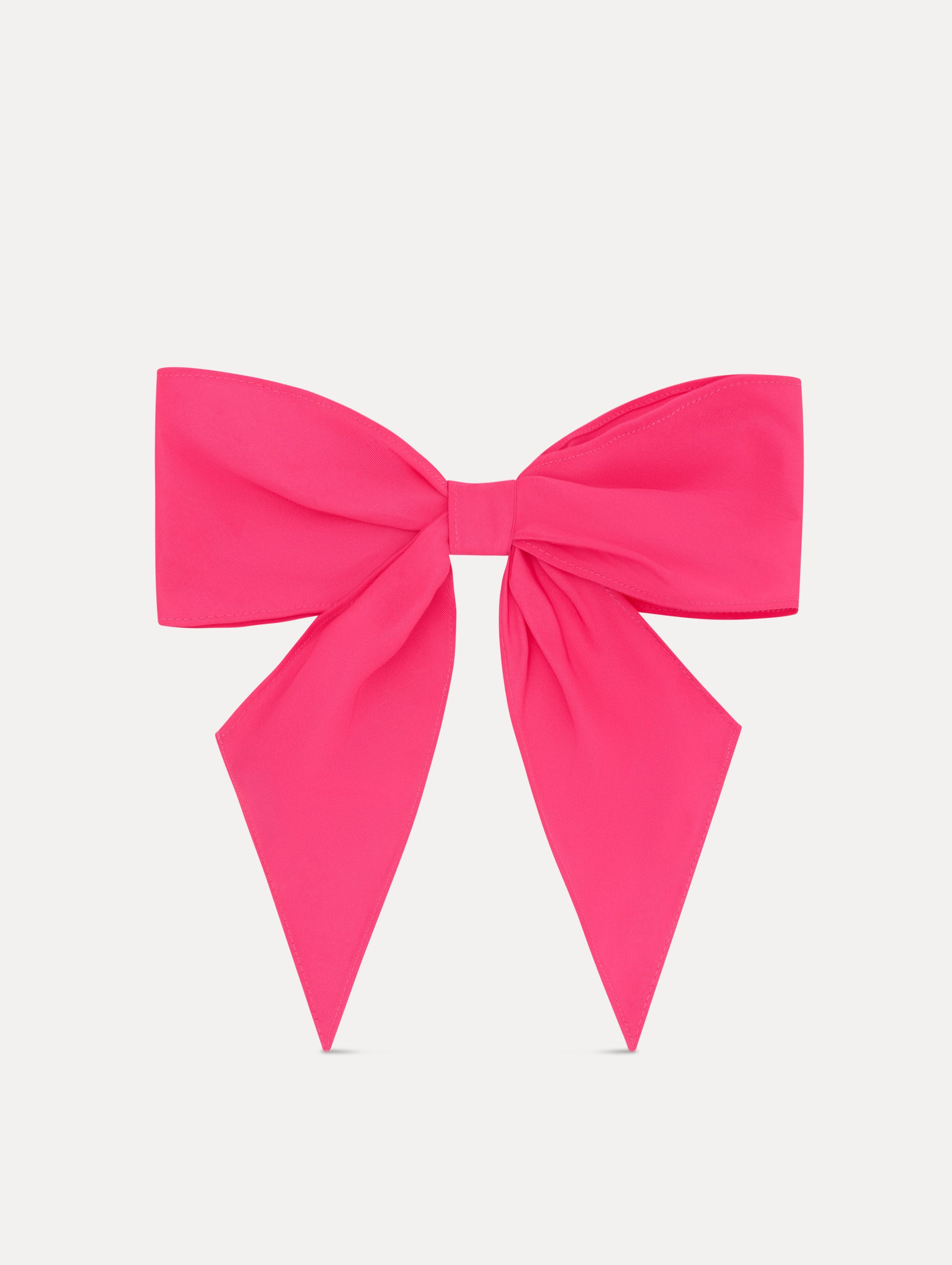 Bright Pink ODLR x @SimonSits Dog Bow featuring an oversized shape and long pointed tails. Front View.