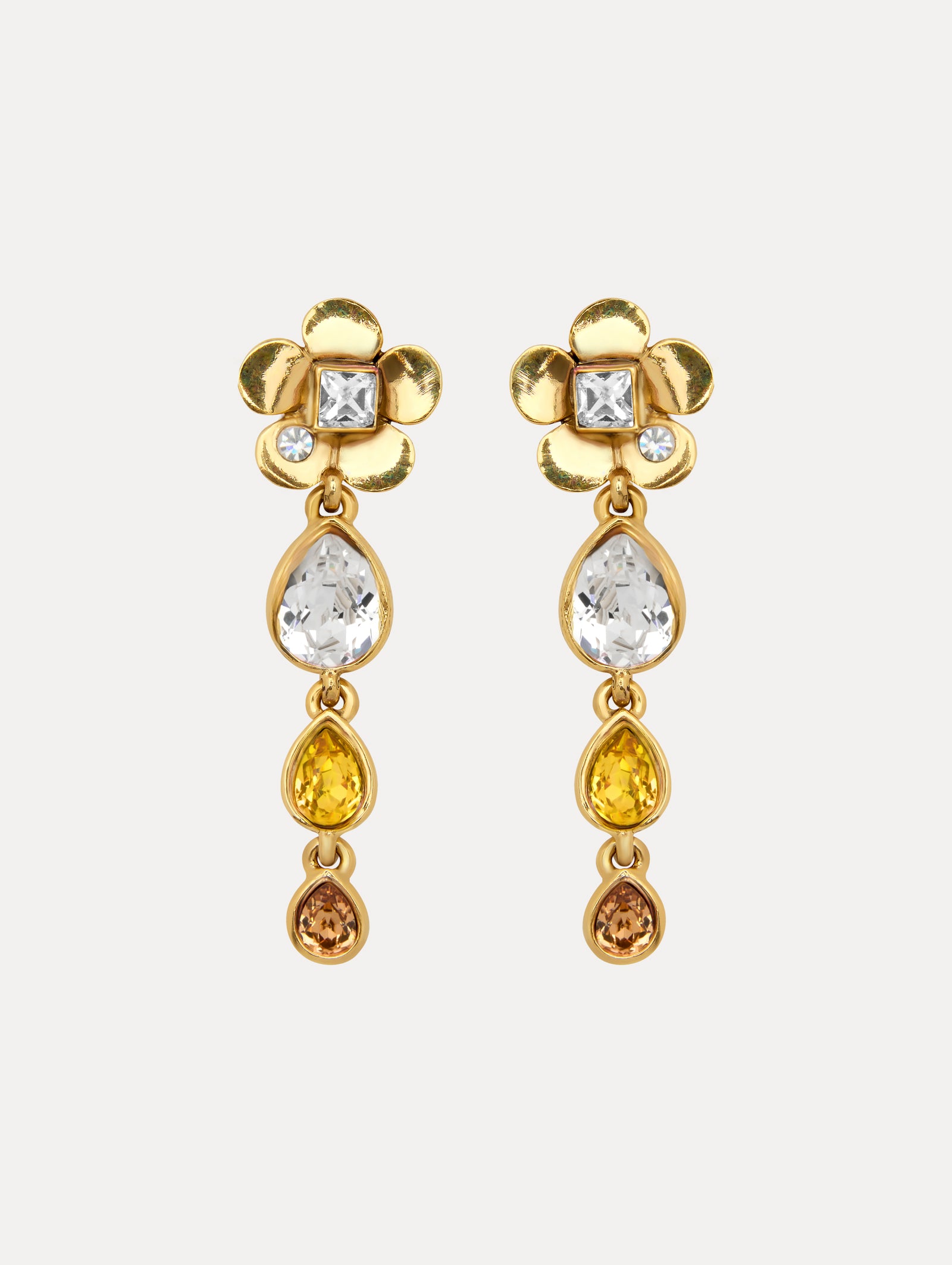 Flower Teardrop ClipOn Earrings