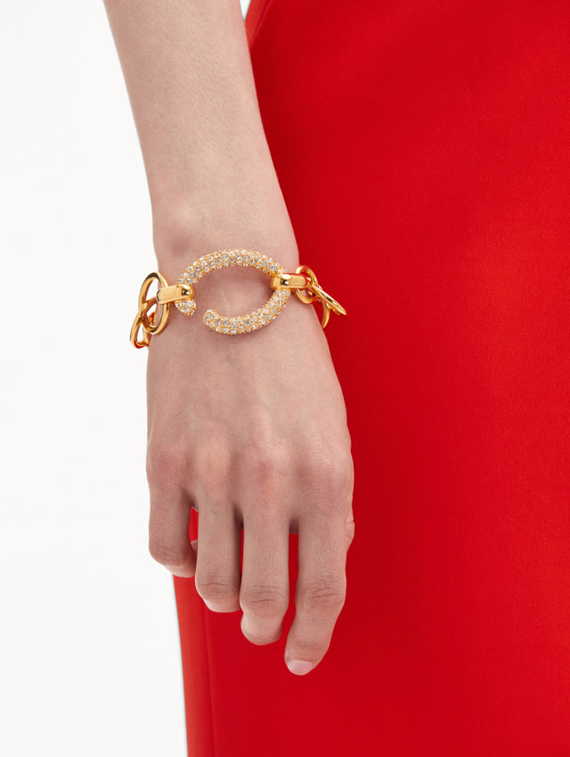 Pavé O Gold Chain-Link Bracelet Front View
