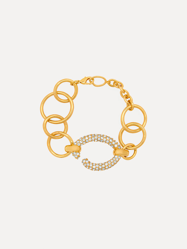 Pavé O Gold Chain-Link Bracelet Front View