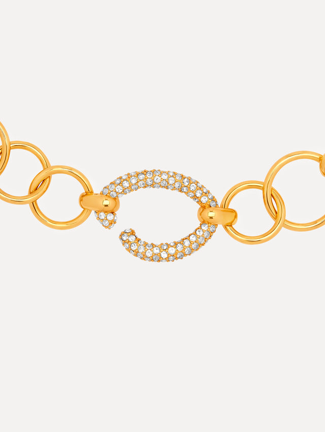 Pavé O Gold Chain-Link Necklace Zoom View