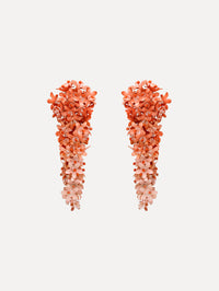 Coral Cascading Flower Clip-On Earrings with ombre layered petals.