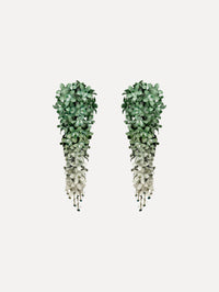 Emerald green Cascading Flower Clip-On Earrings with ombre layered petals.