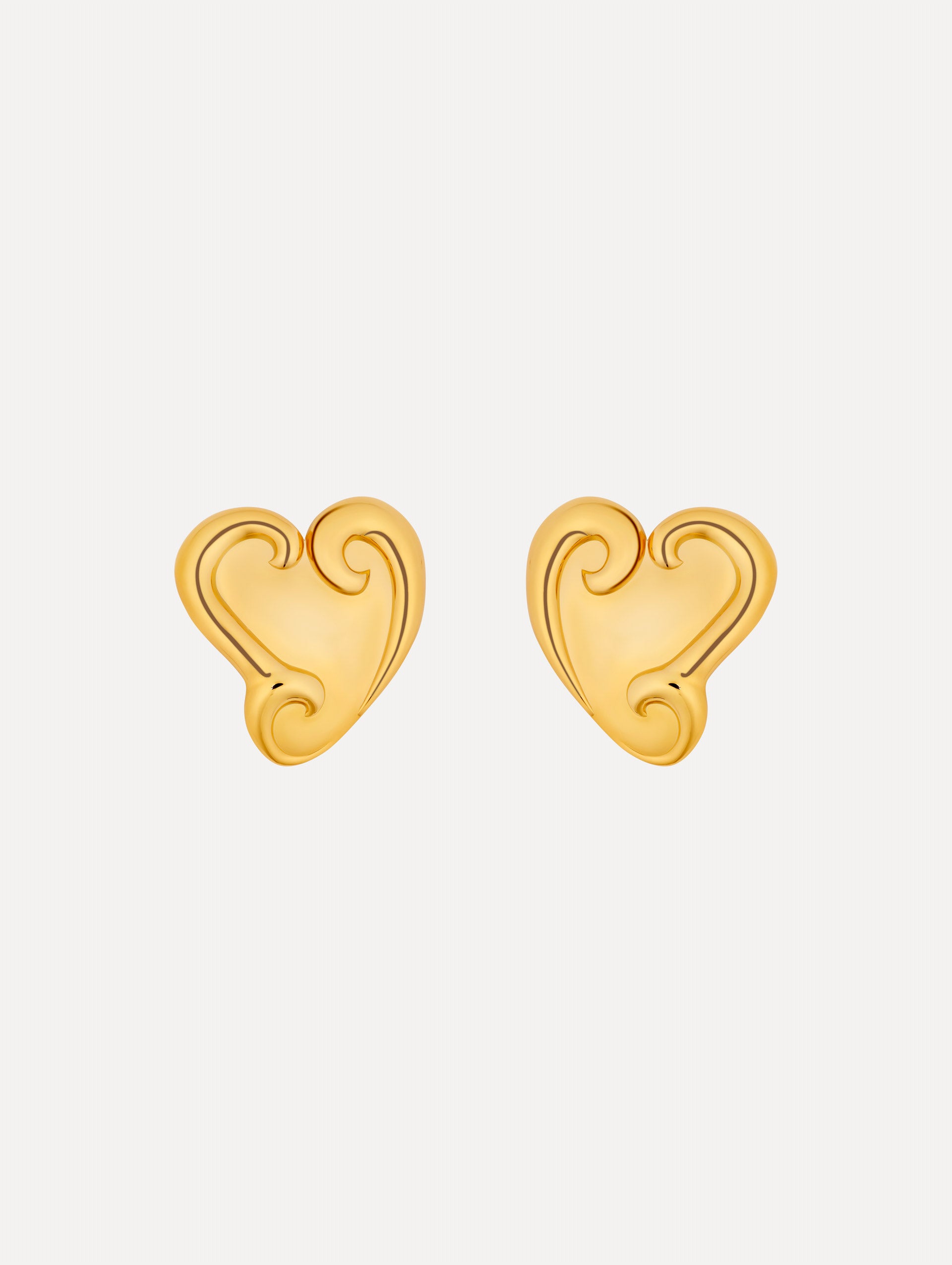 Gold Swirl Heart Clip-On Earrings with sculpted swirl detailing.