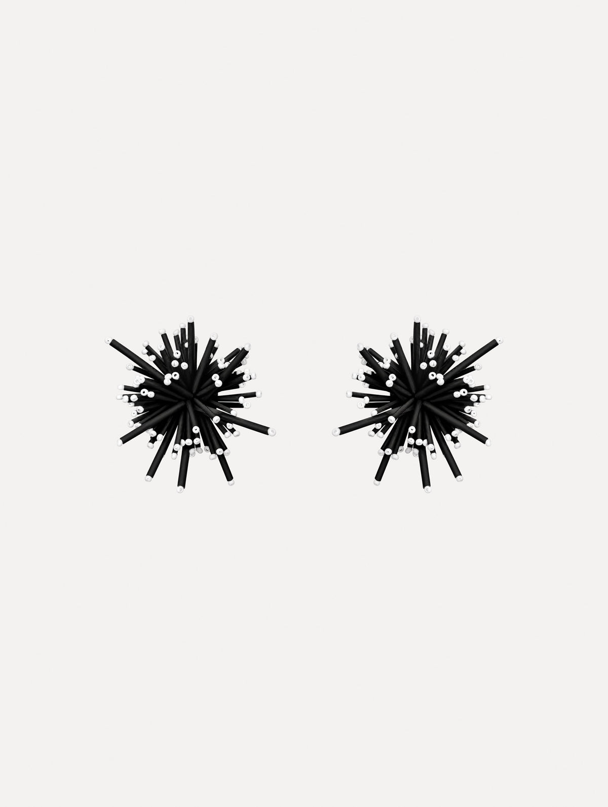 The image depicts bugle bead firework stud earrings. Front view.