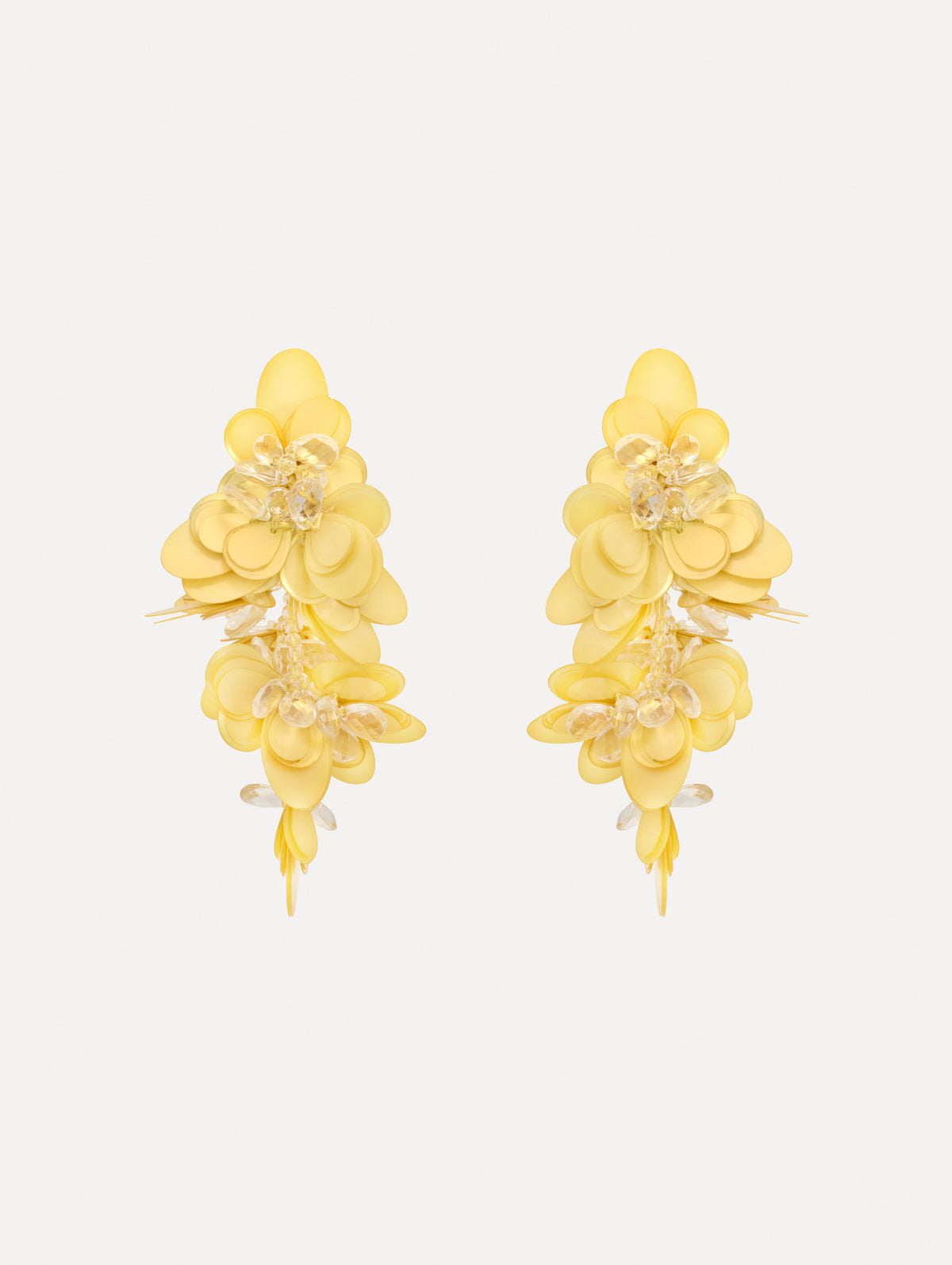 The image depicts sequin cascade earrings. Front view.