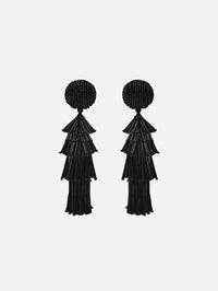 The image depicts fringe tassel earrings. Front view.