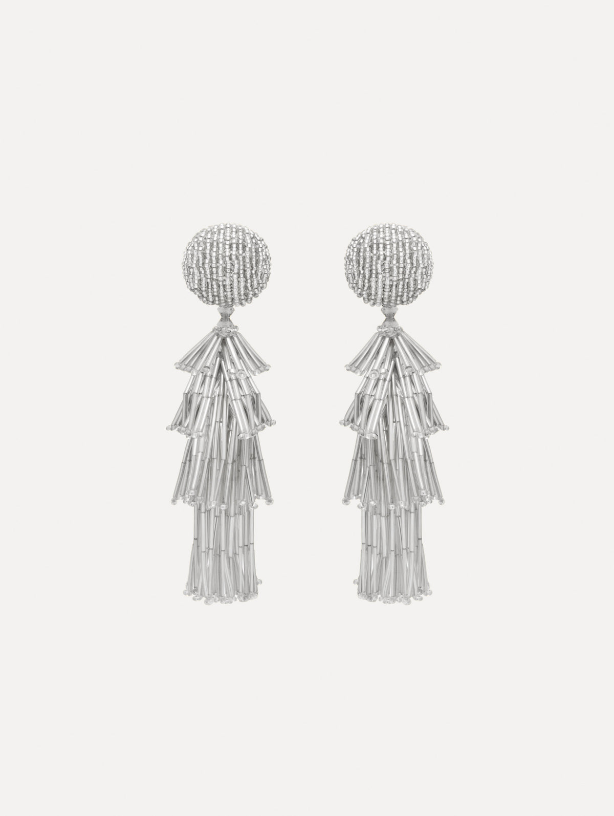 The image depicts fringe tassel earrings. Front view.