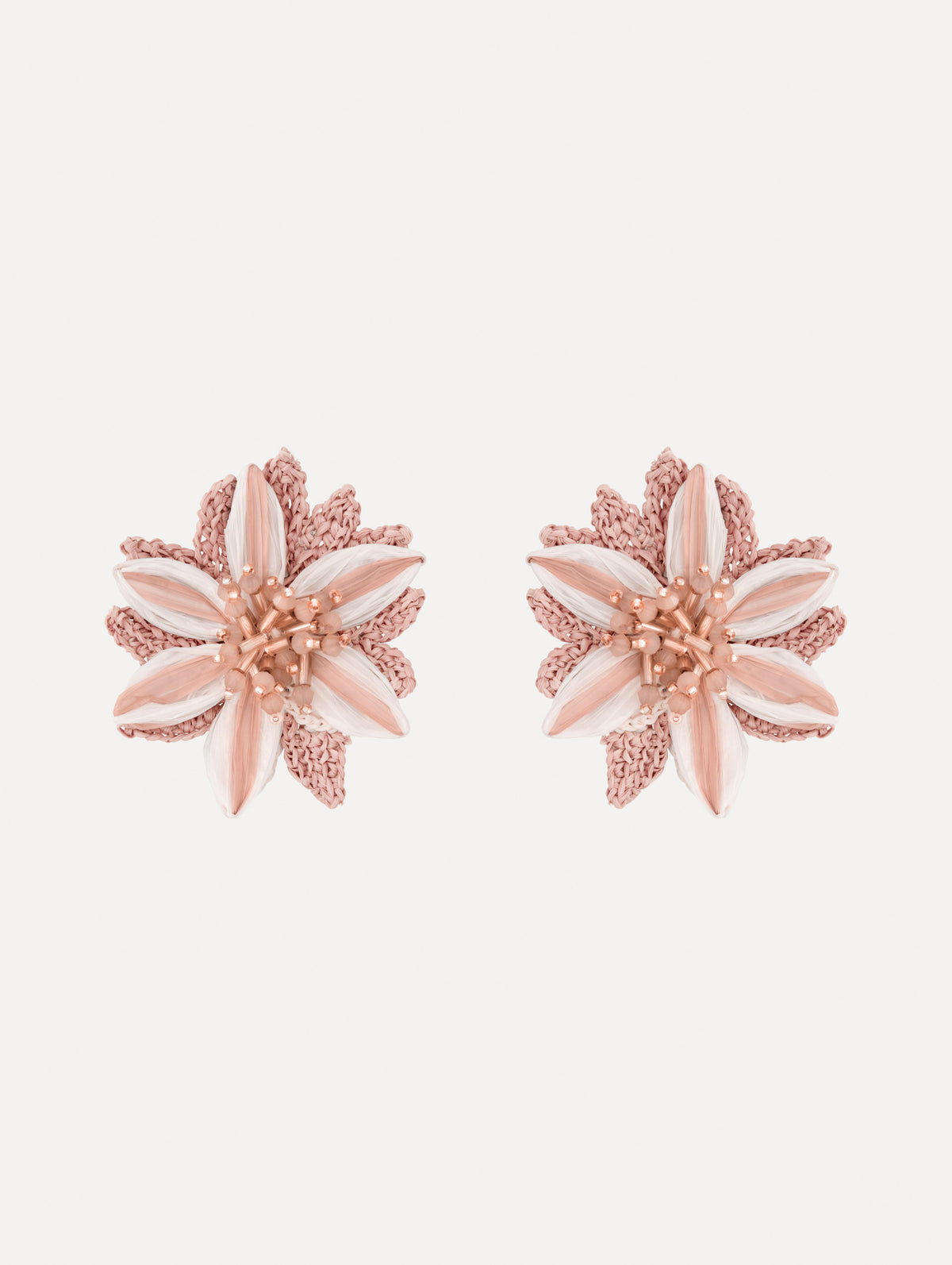 The image depicts beaded lily earrings. Front view.