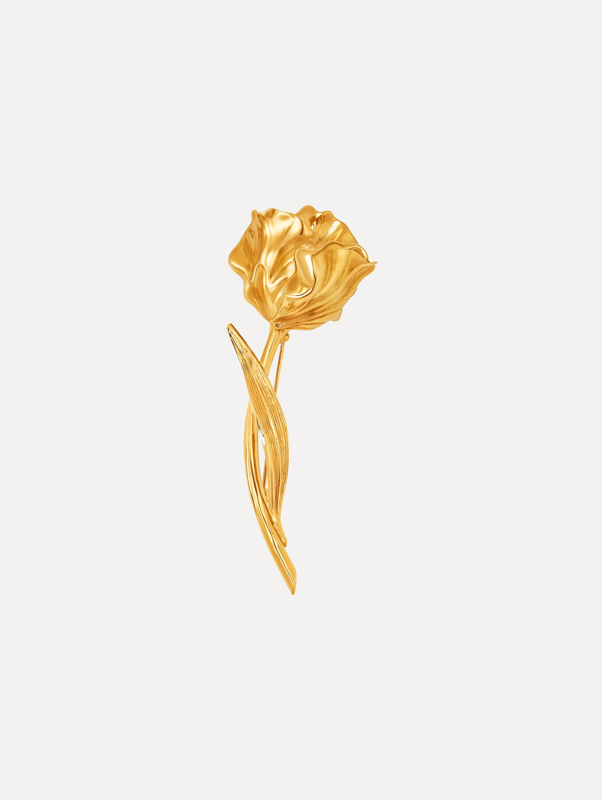 The image depicts an iris bud brooch. Front view.