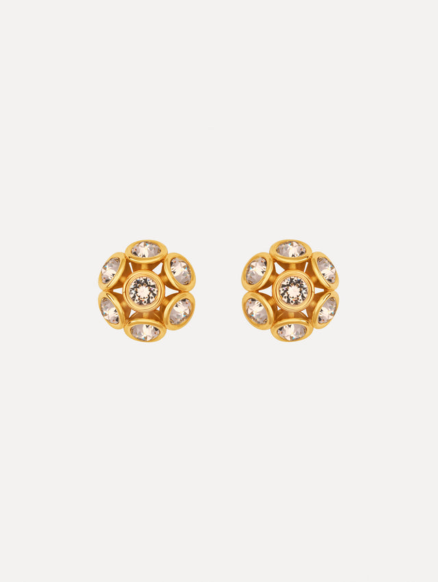 The image depicts mini crystal cluster earrings. Front view.