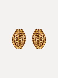 The image depicts crystal domed earrings. Front view.