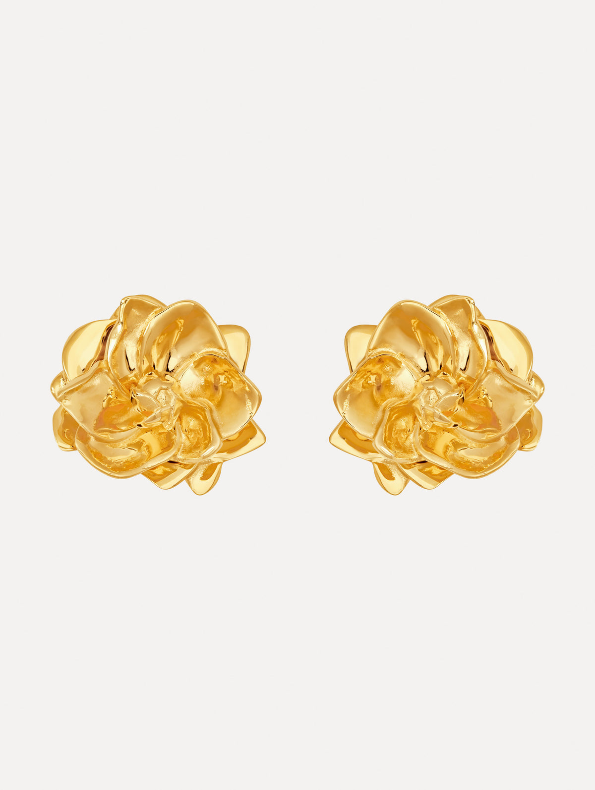 The image depicts small lily flower earrings. Front view.