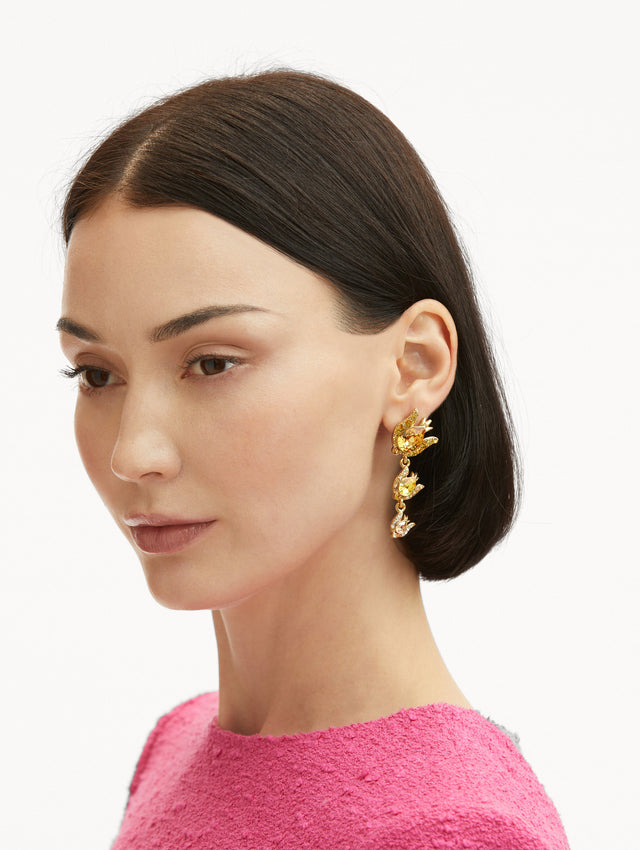 Topaz Crystal Rose Drop Earrings Front View