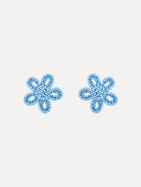 Small Woven Raffia Flower Earrings